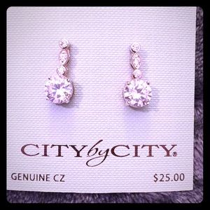 Cubic zerconia earrings, stacked look